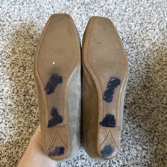 Prada Shoes Wedge Hidden Heel Women’s Size US 9/ EU 39 Taupe Classic Square Toe - Picture 8 of 13